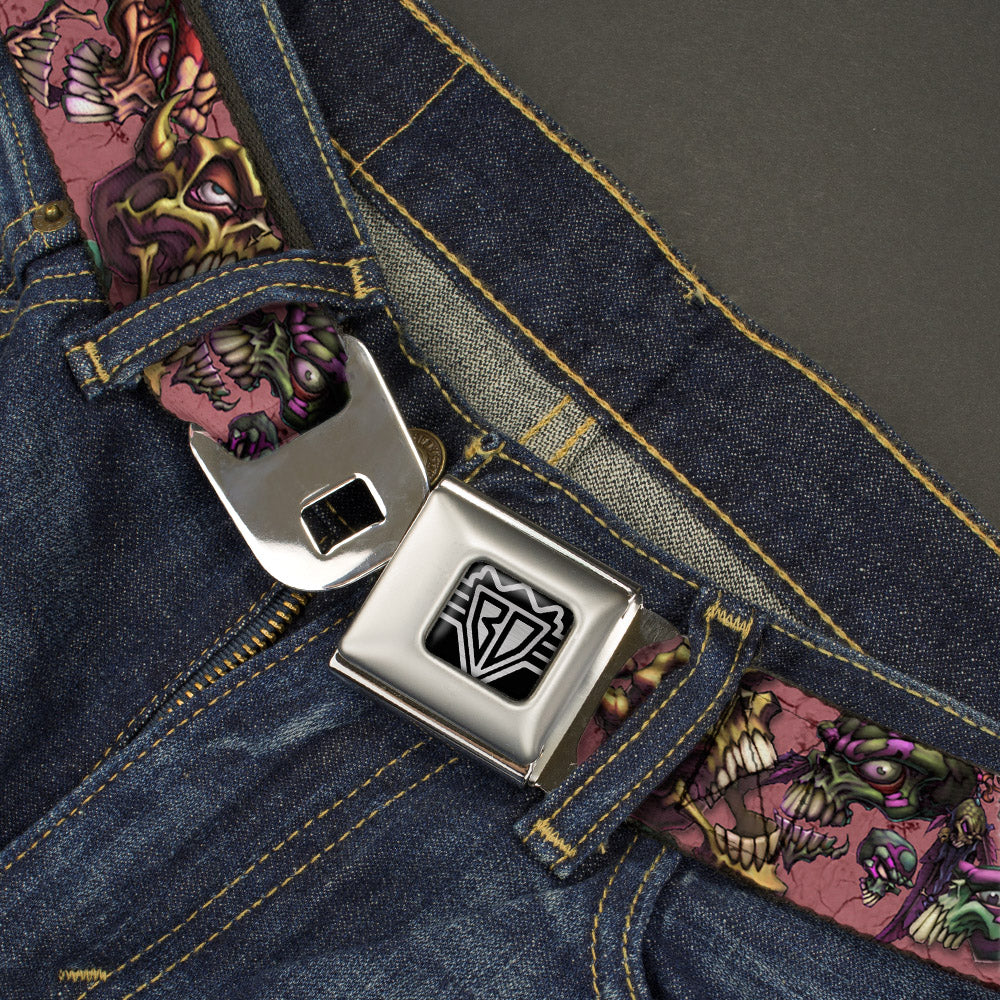 BD Wings Logo CLOSE-UP Full Color Black Silver Seatbelt Belt - TJ-Bones Webbing Seatbelt Belts Tattoo Johnny