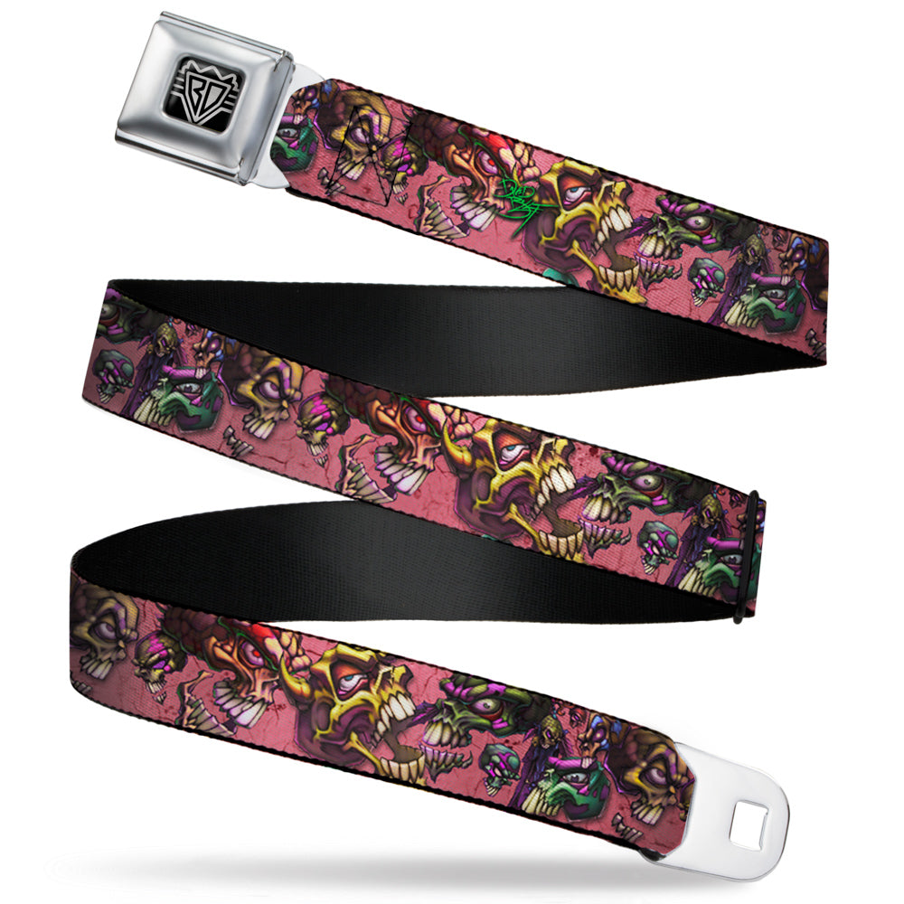 BD Wings Logo CLOSE-UP Full Color Black Silver Seatbelt Belt - TJ-Bones Webbing Seatbelt Belts Tattoo Johnny