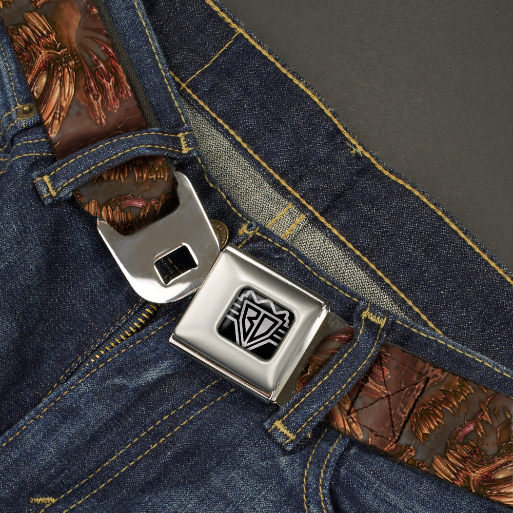 BD Wings Logo CLOSE-UP Full Color Black Silver Seatbelt Belt - TJ-Brutal Webbing Seatbelt Belts Tattoo Johnny