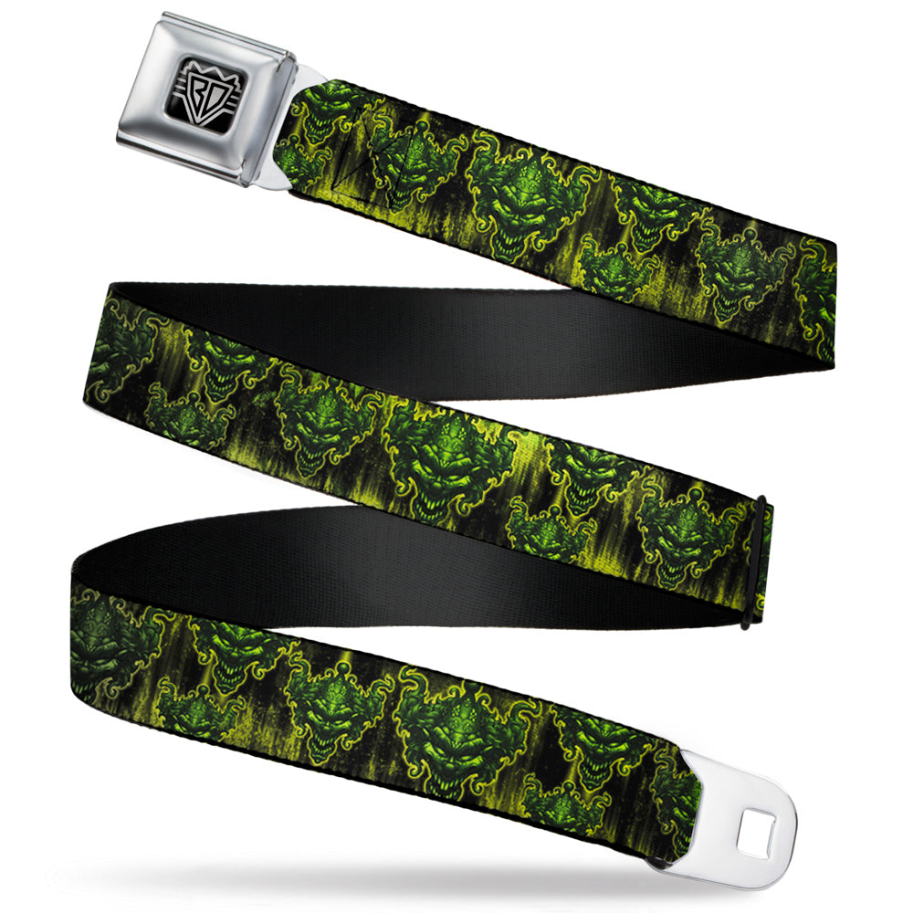 BD Wings Logo CLOSE-UP Full Color Black Silver Seatbelt Belt - TJ-Evil Clown Webbing Seatbelt Belts Tattoo Johnny