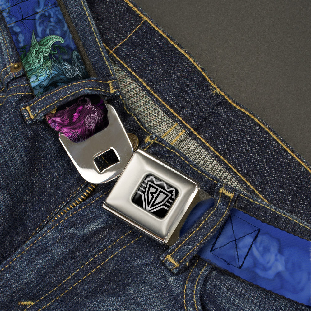 BD Wings Logo CLOSE-UP Full Color Black Silver Seatbelt Belt - TJ-Bollt Cthulu Webbing Seatbelt Belts Tattoo Johnny