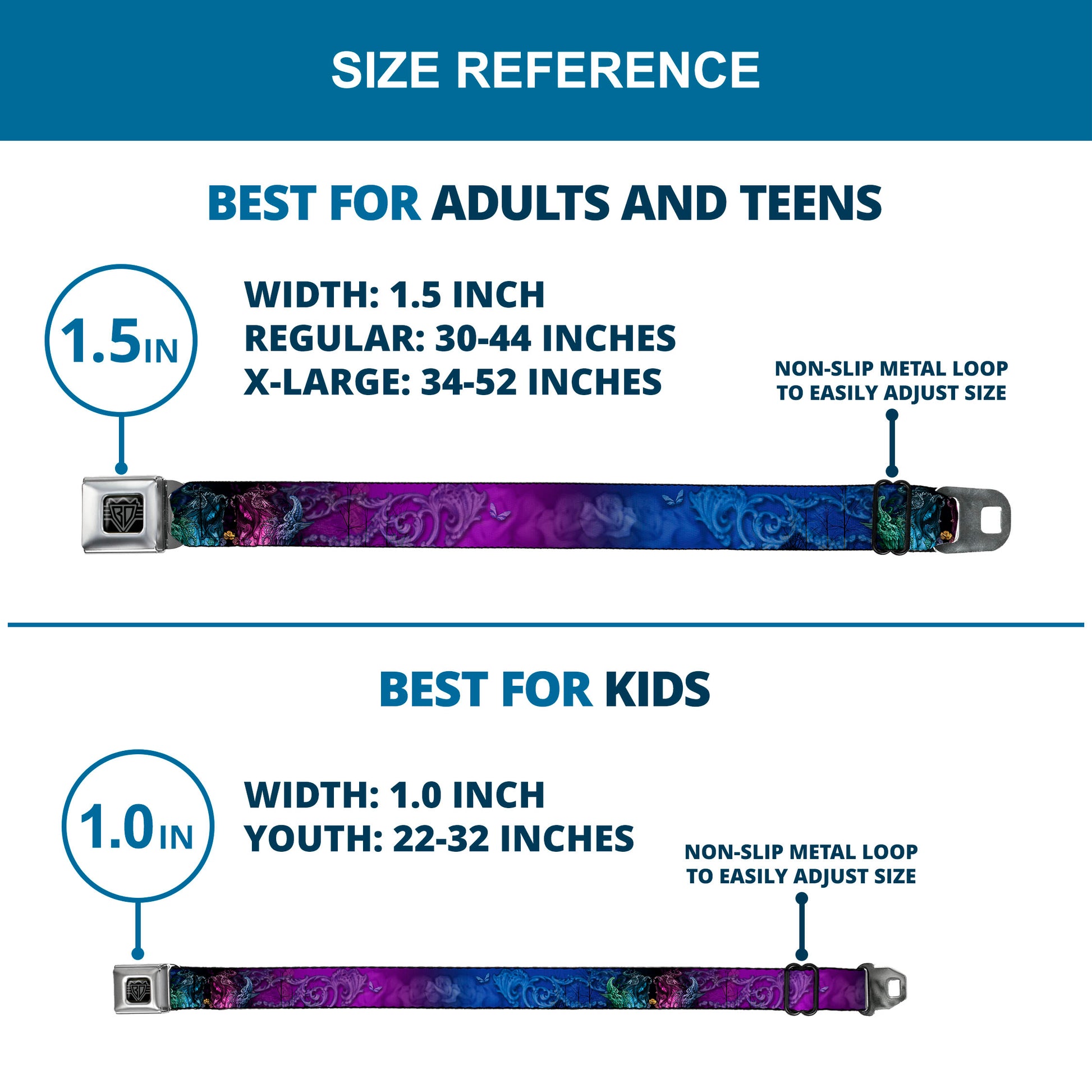 BD Wings Logo CLOSE-UP Full Color Black Silver Seatbelt Belt - TJ-Bollt Cthulu Webbing Seatbelt Belts Tattoo Johnny