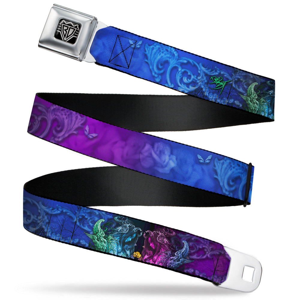 BD Wings Logo CLOSE-UP Full Color Black Silver Seatbelt Belt - TJ-Bollt Cthulu Webbing Seatbelt Belts Tattoo Johnny