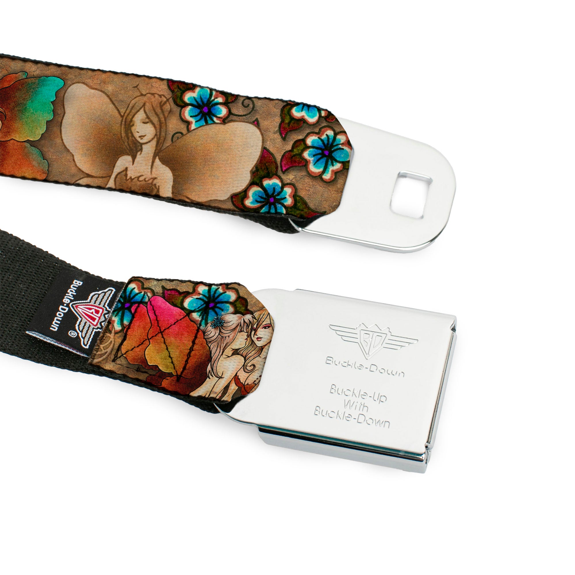 BD Wings Logo CLOSE-UP Full Color Black Silver Seatbelt Belt - TJ-Fairies Webbing Seatbelt Belts Tattoo Johnny