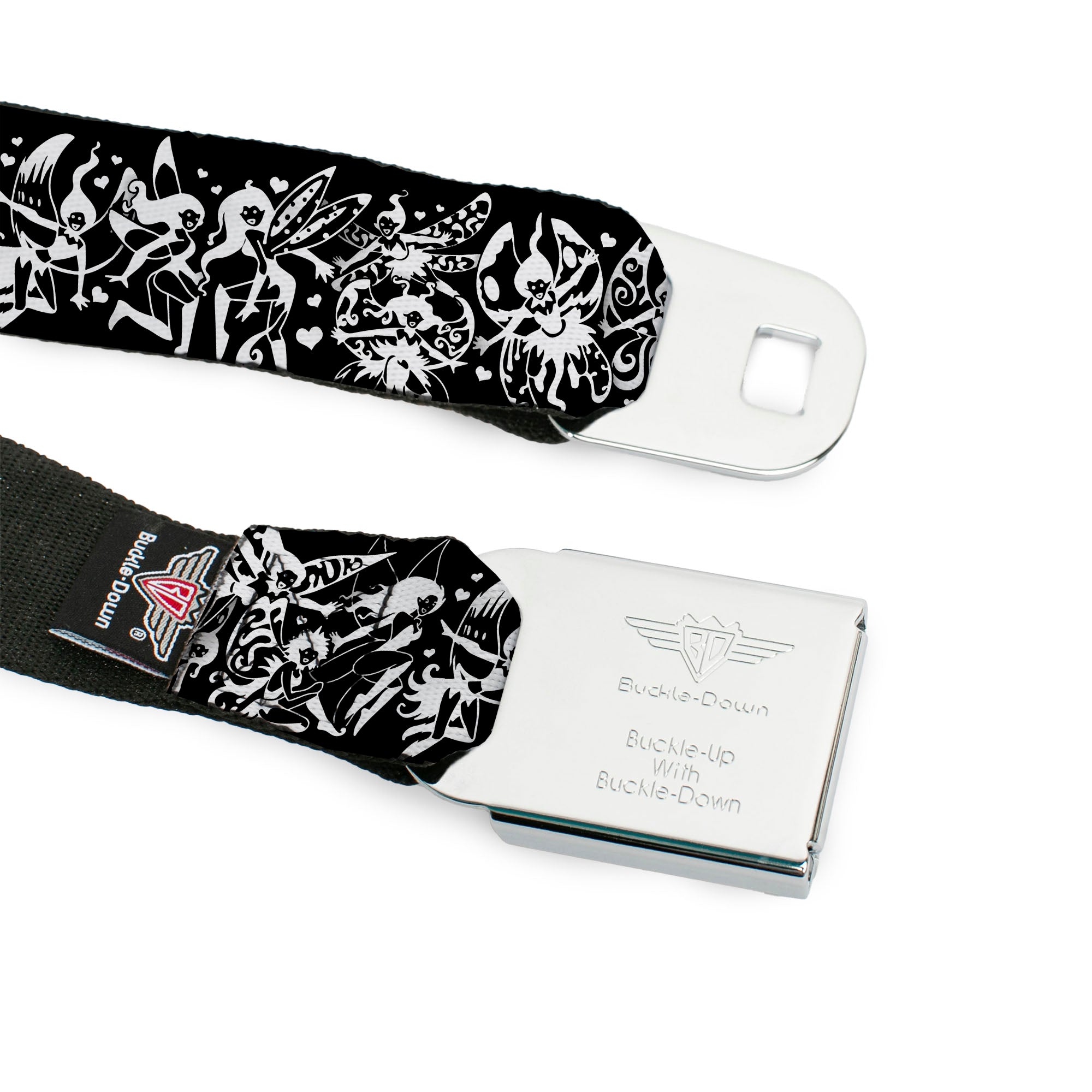 BD Wings Logo CLOSE-UP Full Color Black Silver Seatbelt Belt - TJ-Fairies Black/White Webbing Seatbelt Belts Tattoo Johnny