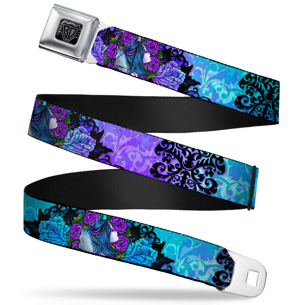 BD Wings Logo CLOSE-UP Full Color Black Silver Seatbelt Belt - TJ-Fairy Blue Hair Webbing Seatbelt Belts Tattoo Johnny
