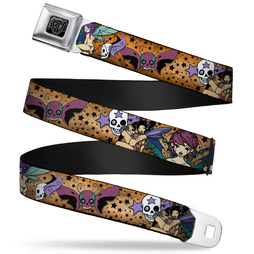 BD Wings Logo CLOSE-UP Full Color Black Silver Seatbelt Belt - TJ-Fairy Gothic Webbing Seatbelt Belts Tattoo Johnny