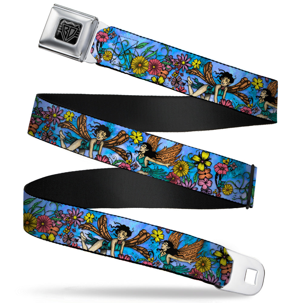 BD Wings Logo CLOSE-UP Full Color Black Silver Seatbelt Belt - TJ-Flower Fairy Webbing Seatbelt Belts Tattoo Johnny