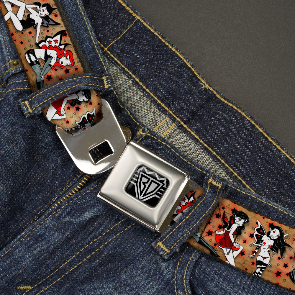 BD Wings Logo CLOSE-UP Full Color Black Silver Seatbelt Belt - TJ-Twisted Fairies Webbing Seatbelt Belts Tattoo Johnny