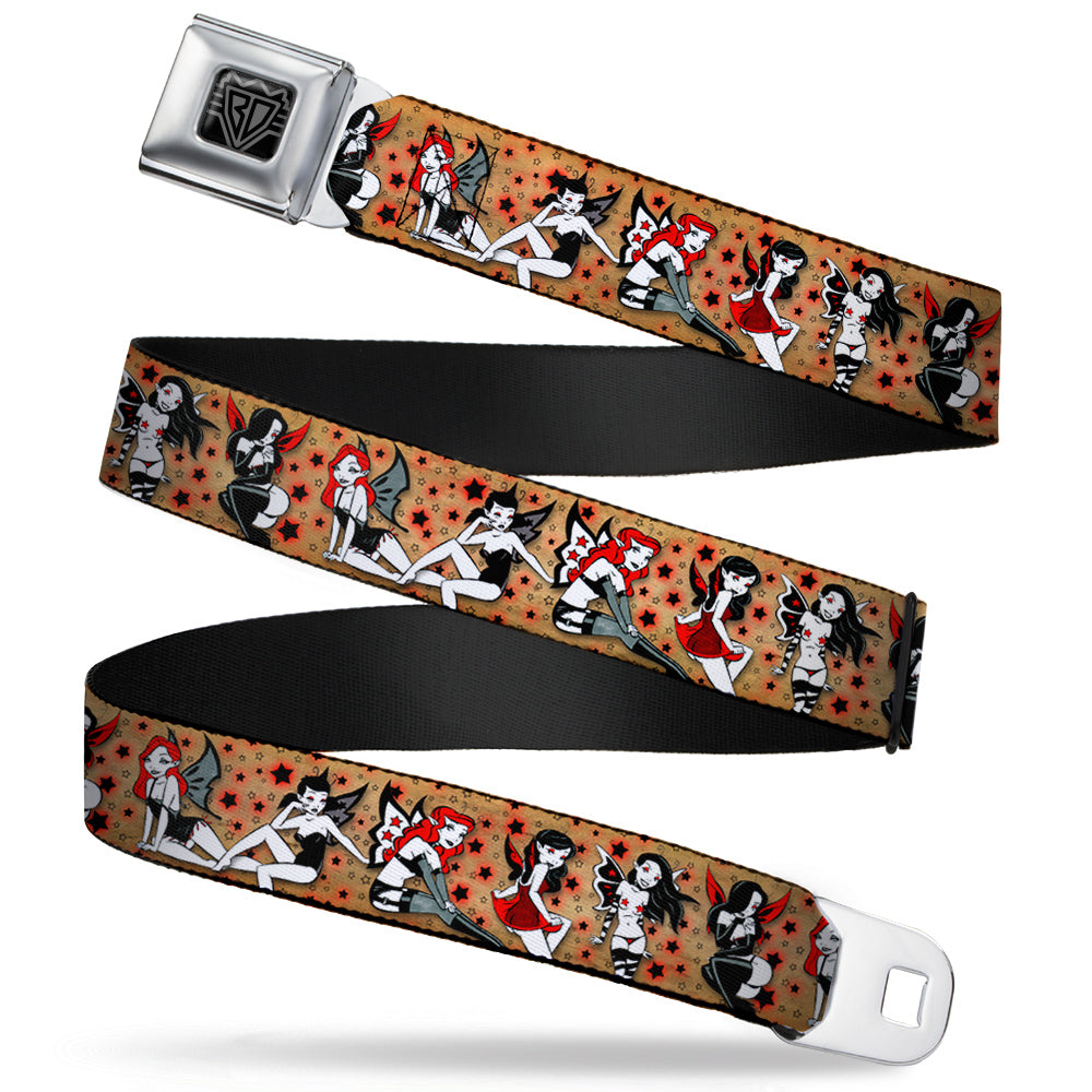 BD Wings Logo CLOSE-UP Full Color Black Silver Seatbelt Belt - TJ-Twisted Fairies Webbing Seatbelt Belts Tattoo Johnny