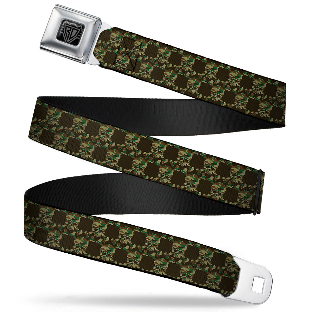 BD Wings Logo CLOSE-UP Full Color Black Silver Seatbelt Belt - Top Skulls Black/Camo Olive Webbing Seatbelt Belts Buckle-Down