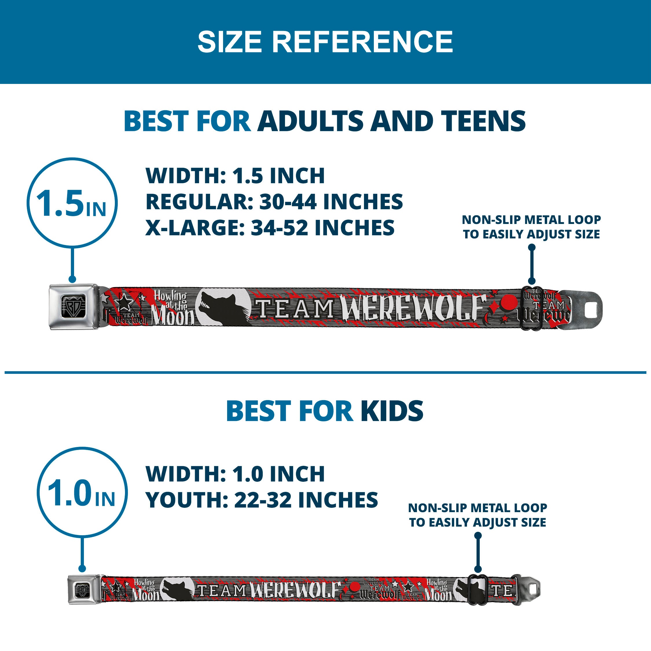 BD Wings Logo CLOSE-UP Full Color Black Silver Seatbelt Belt - Team Werewolf Webbing Seatbelt Belts Buckle-Down