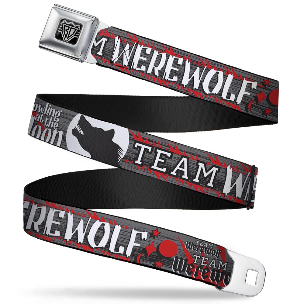 BD Wings Logo CLOSE-UP Full Color Black Silver Seatbelt Belt - Team Werewolf Webbing Seatbelt Belts Buckle-Down