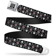 BD Wings Logo CLOSE-UP Full Color Black Silver Seatbelt Belt - Tapestry 1 Black Webbing Seatbelt Belts Buckle-Down