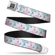 BD Wings Logo CLOSE-UP Full Color Black Silver Seatbelt Belt - Bird Tapestry White/Gray/Turquoise/Pink Webbing Seatbelt Belts Buckle-Down