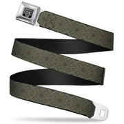 BD Wings Logo CLOSE-UP Full Color Black Silver Seatbelt Belt - Tapestry Charcoal/Olive Webbing Seatbelt Belts Buckle-Down