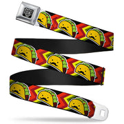 BD Wings Logo CLOSE-UP Full Color Black Silver Seatbelt Belt - Taco Man Webbing Seatbelt Belts Buckle-Down