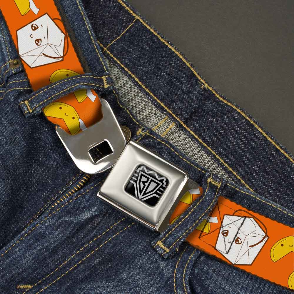 BD Wings Logo CLOSE-UP Full Color Black Silver Seatbelt Belt - Take Out/Fortune Cookies Orange Webbing Seatbelt Belts Buckle-Down