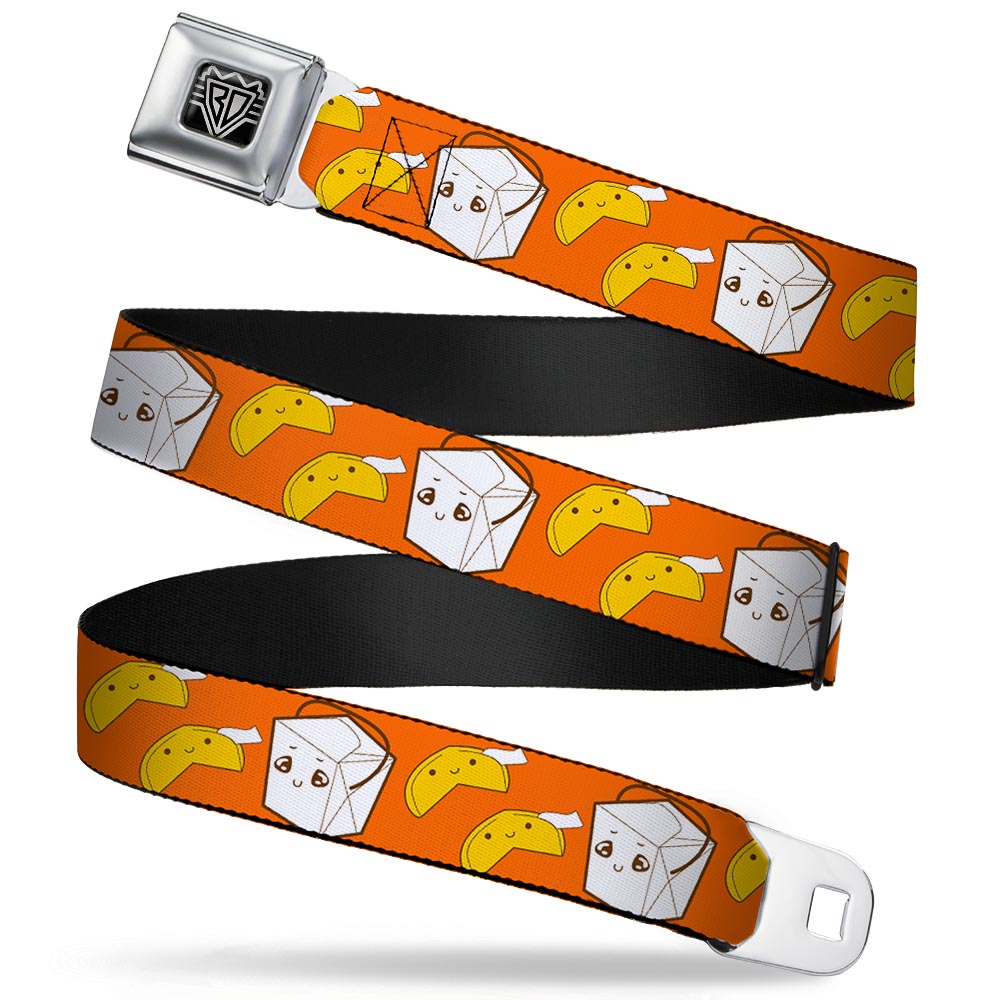 BD Wings Logo CLOSE-UP Full Color Black Silver Seatbelt Belt - Take Out/Fortune Cookies Orange Webbing Seatbelt Belts Buckle-Down