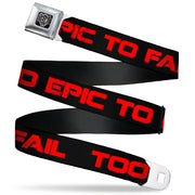 BD Wings Logo CLOSE-UP Full Color Black Silver Seatbelt Belt - TOO EPIC TO FAIL Weathered Black/Red Webbing Seatbelt Belts Buckle-Down