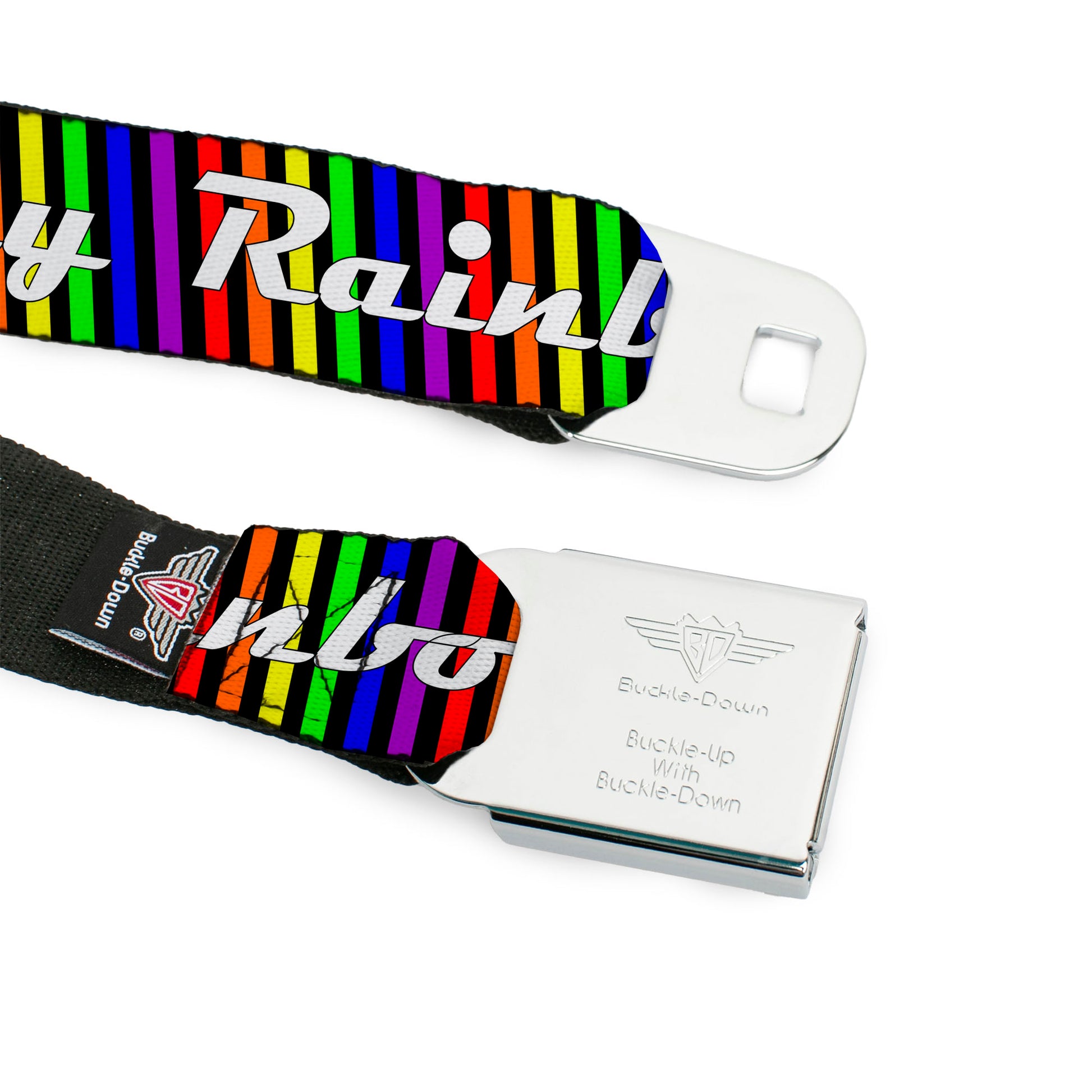 Seatbelt Belt - TASTE MY RAINBOW Black/Multi Color Seatbelt Belts Buckle-Down