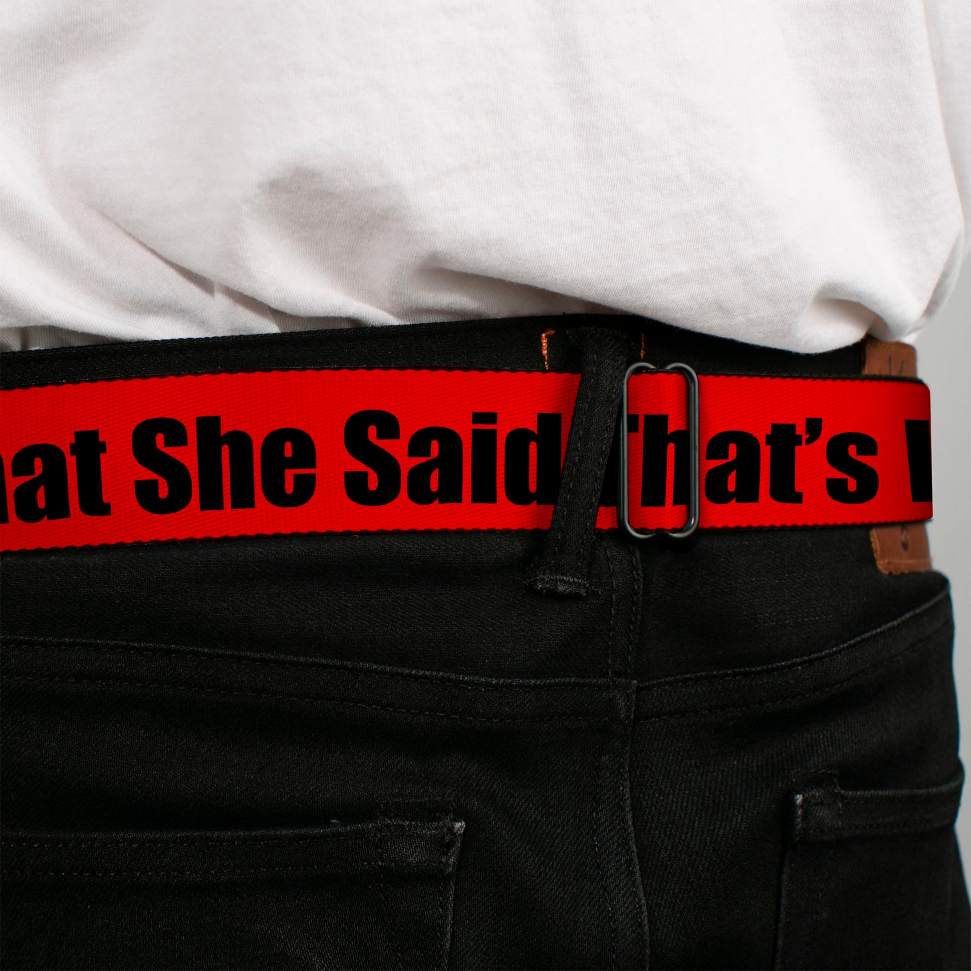Seatbelt Belt - THAT'S WHAT SHE SAID Red/Black Seatbelt Belts Buckle-Down