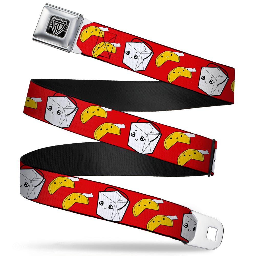 BD Wings Logo CLOSE-UP Full Color Black Silver Seatbelt Belt - Take Out/Fortune Cookies Red Webbing Seatbelt Belts Buckle-Down