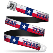 BD Wings Logo CLOSE-UP Full Color Black Silver Seatbelt Belt - Texas Flag/TEXAS Webbing Seatbelt Belts Buckle-Down
