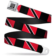 BD Wings Logo CLOSE-UP Full Color Black Silver Seatbelt Belt - Trinidad & Tobago Flags/Black Block Webbing Seatbelt Belts Buckle-Down