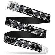 BD Wings Logo CLOSE-UP Full Color Black Silver Seatbelt Belt - Tribal1 Black/White Webbing Seatbelt Belts Buckle-Down