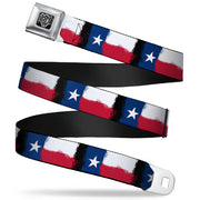 BD Wings Logo CLOSE-UP Full Color Black Silver Seatbelt Belt - Texas Flag Painting Webbing Seatbelt Belts Buckle-Down