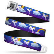 BD Wings Logo CLOSE-UP Full Color Black Silver Seatbelt Belt - Unicorns/Rainbows/Stars Blue/Purple Webbing Seatbelt Belts Buckle-Down