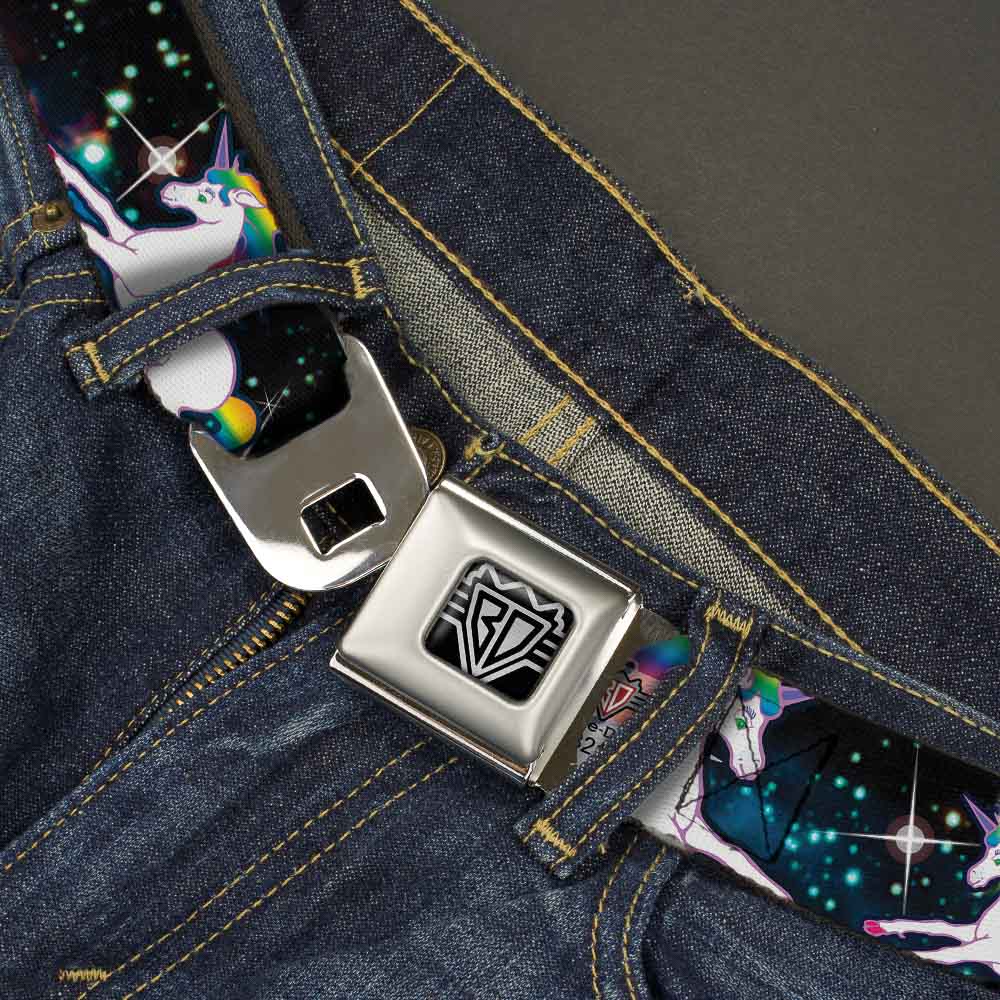 BD Wings Logo CLOSE-UP Full Color Black Silver Seatbelt Belt - Unicorn Universe Webbing Seatbelt Belts Buckle-Down