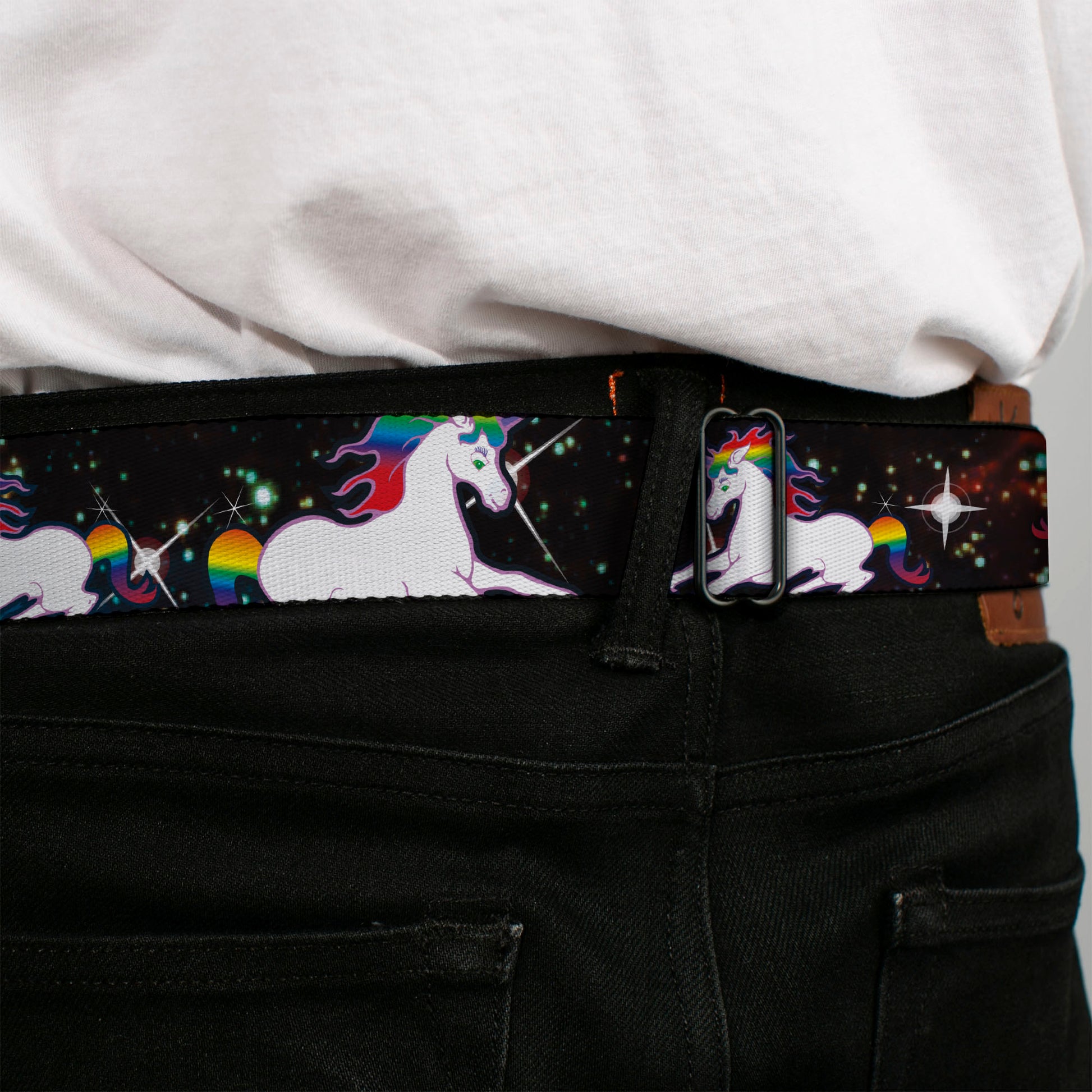 BD Wings Logo CLOSE-UP Full Color Black Silver Seatbelt Belt - Unicorn Universe Webbing Seatbelt Belts Buckle-Down