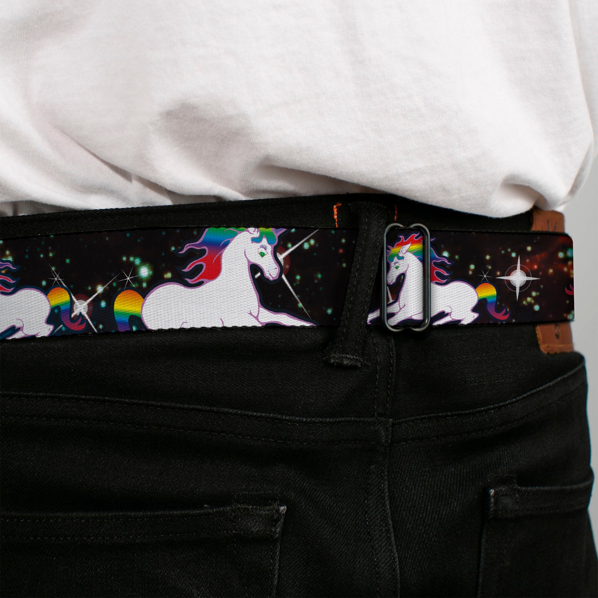 BD Wings Logo CLOSE-UP Full Color Black Silver Seatbelt Belt - Unicorn Universe Webbing Seatbelt Belts Buckle-Down