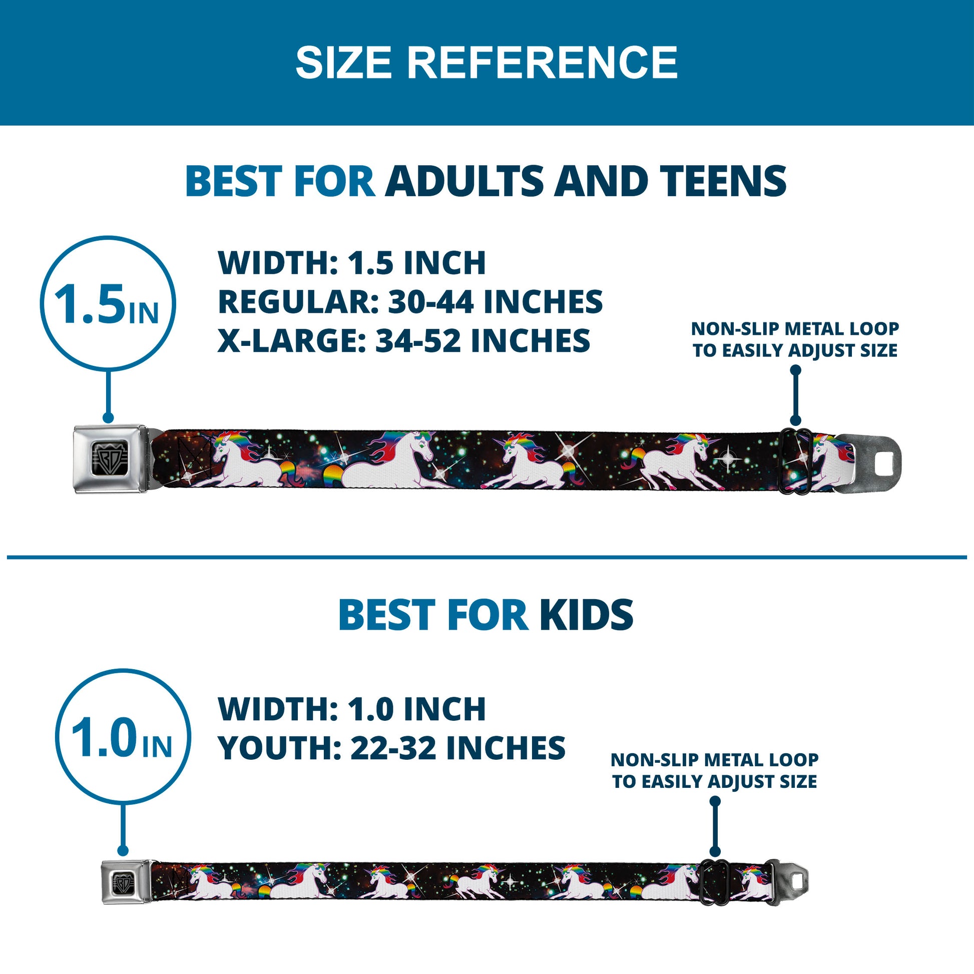 BD Wings Logo CLOSE-UP Full Color Black Silver Seatbelt Belt - Unicorn Universe Webbing Seatbelt Belts Buckle-Down