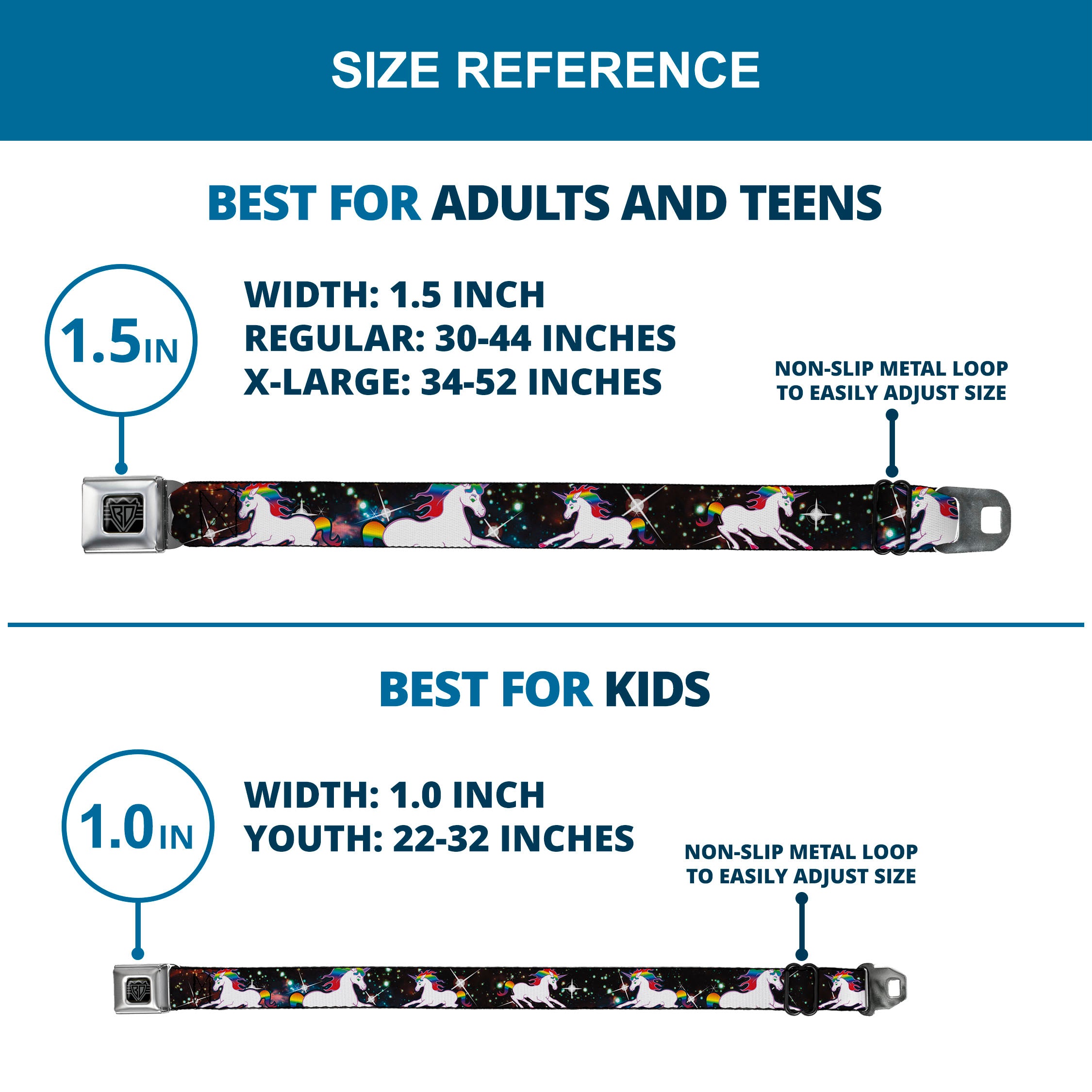 BD Wings Logo CLOSE-UP Full Color Black Silver Seatbelt Belt - Unicorn Universe Webbing Seatbelt Belts Buckle-Down