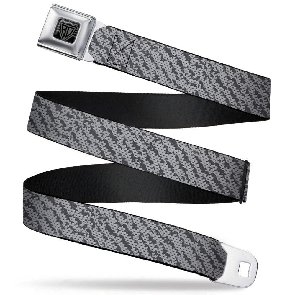 BD Wings Logo CLOSE-UP Full Color Black Silver Seatbelt Belt - Urban Camo Grays Webbing Seatbelt Belts Buckle-Down