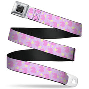 BD Wings Logo CLOSE-UP Full Color Black Silver Seatbelt Belt - Unicorn Icon Monogram/Stars Lavender/Yellow/Pink Webbing Seatbelt Belts Buckle-Down