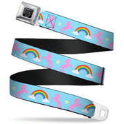 BD Wings Logo CLOSE-UP Full Color Black Silver Seatbelt Belt - Unicorns/Rainbow/Star Baby Blue/Pink/Yellow Webbing Seatbelt Belts Buckle-Down