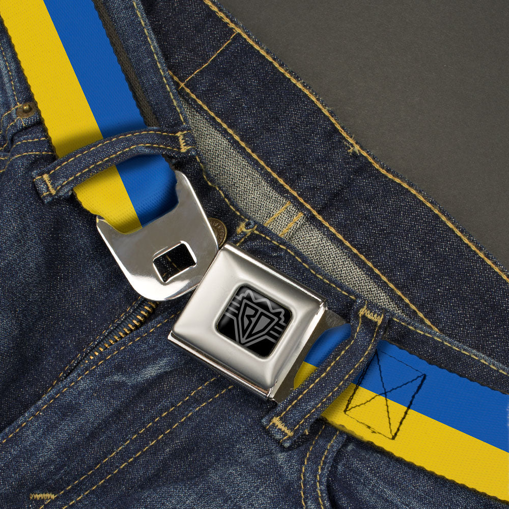 BD Wings Logo CLOSE-UP Black/Silver Seatbelt Belt - Ukraine Flag Continuous Webbing Seatbelt Belts Buckle-Down