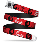 BD Wings Logo CLOSE-UP Full Color Black Silver Seatbelt Belt - VIVA LA REVOLUCION Che w/fmln Red Webbing Seatbelt Belts Buckle-Down