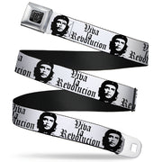 BD Wings Logo CLOSE-UP Full Color Black Silver Seatbelt Belt - VIVA LA REVOLUCION Che White/Black Webbing Seatbelt Belts Buckle-Down