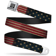 BD Wings Logo CLOSE-UP Full Color Black Silver Seatbelt Belt - Vintage US Flag Stretch Webbing Seatbelt Belts Buckle-Down