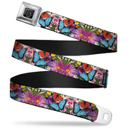 BD Wings Logo CLOSE-UP Full Color Black Silver Seatbelt Belt - Vivid Butterfly Garden Webbing Seatbelt Belts Buckle-Down