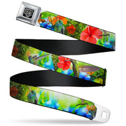 BD Wings Logo CLOSE-UP Full Color Black Silver Seatbelt Belt - Vivid Hummingbird Garden Webbing Seatbelt Belts Buckle-Down
