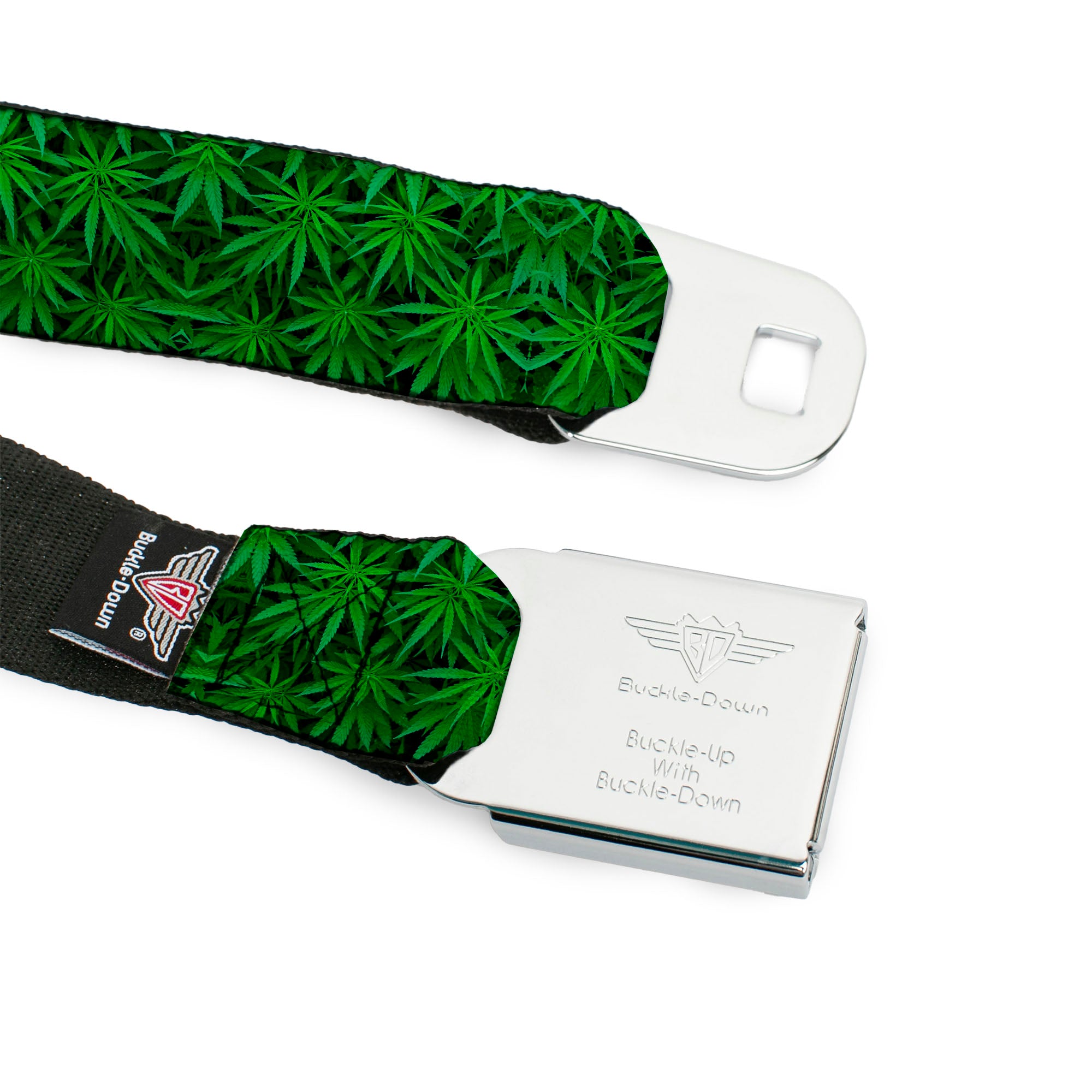 Seatbelt Belt - Vivid Marijuana Leaves Stacked Seatbelt Belts Buckle-Down