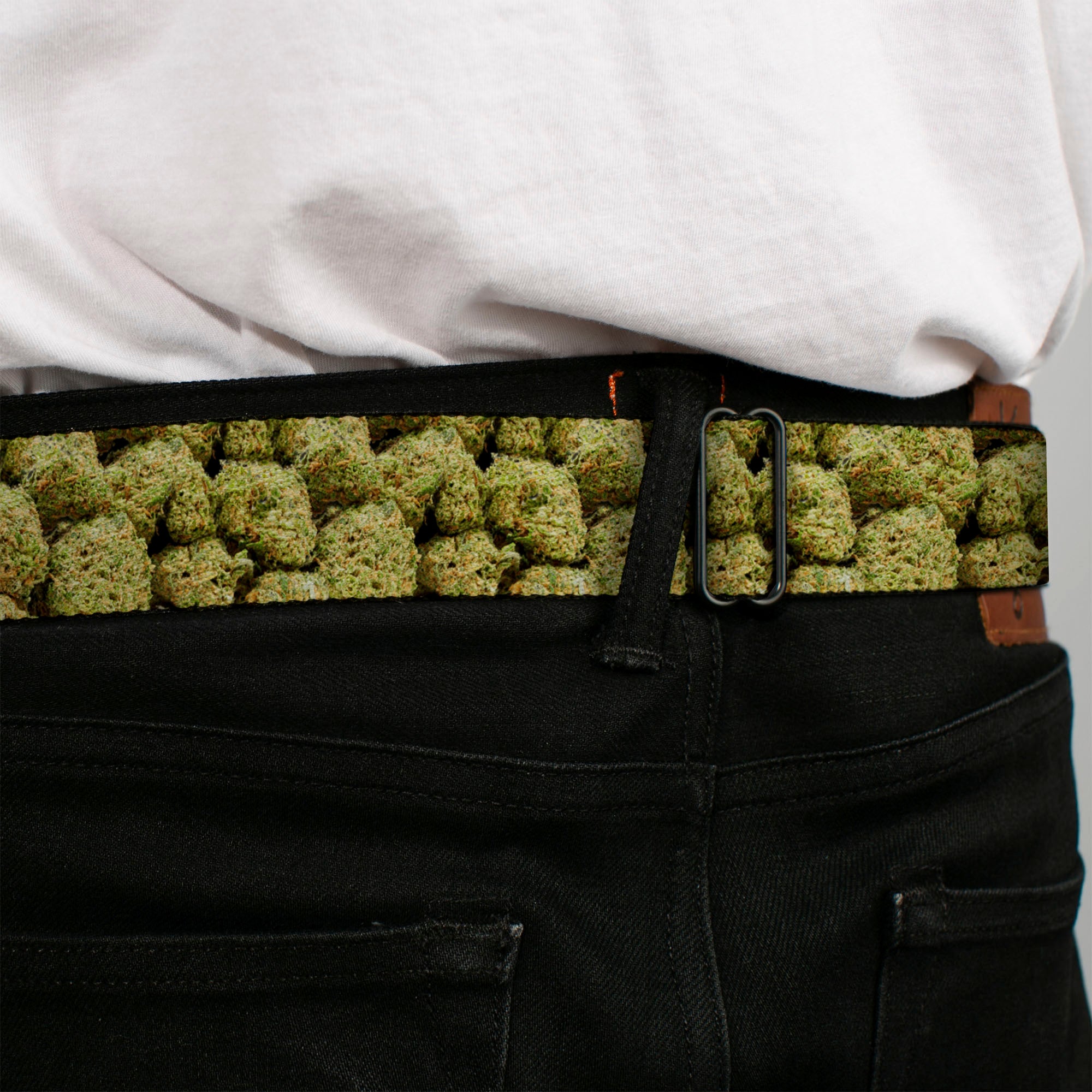 Seatbelt Belt - Vivid Marijuana Nugs2 Stacked Seatbelt Belts Buckle-Down