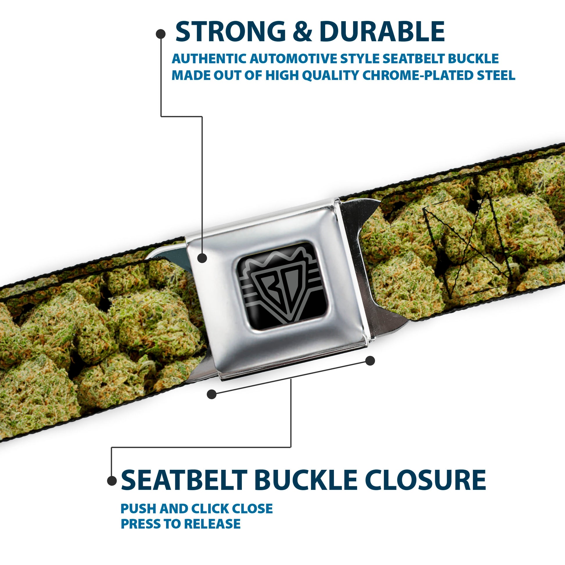Seatbelt Belt - Vivid Marijuana Nugs2 Stacked Seatbelt Belts Buckle-Down