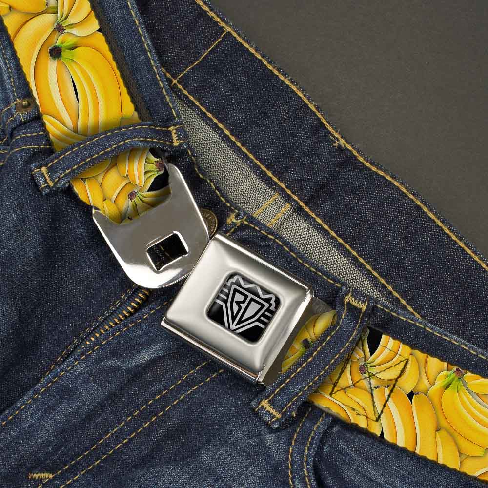 BD Wings Logo CLOSE-UP Full Color Black Silver Seatbelt Belt - Vivid Banana Bunches Stacked Webbing Seatbelt Belts Buckle-Down